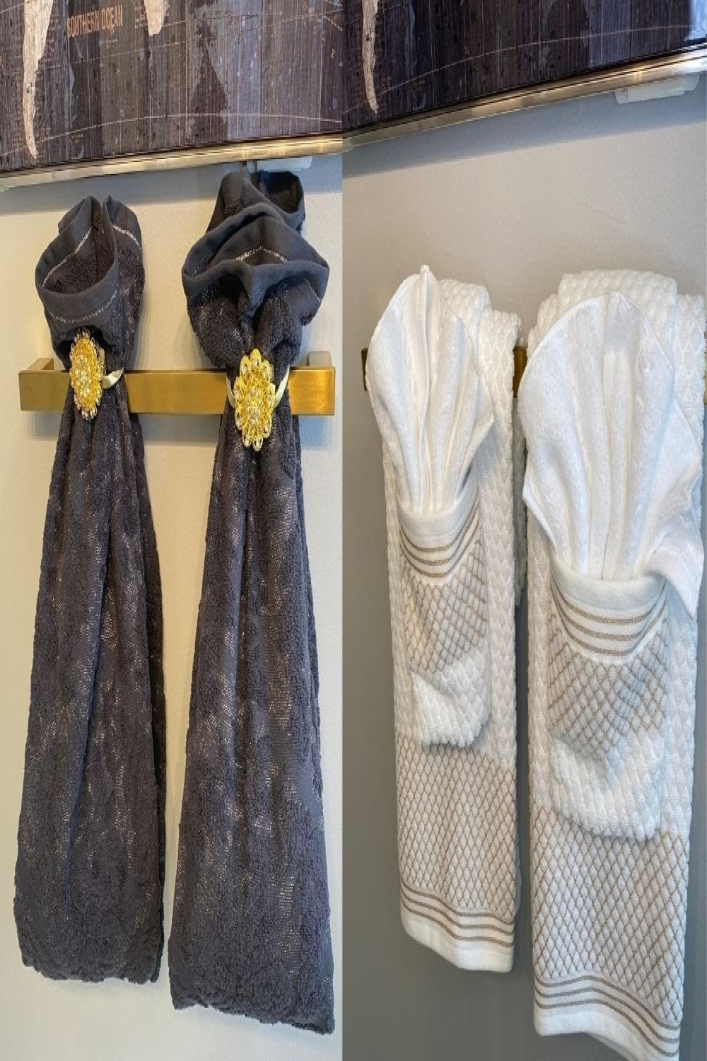 BATHROOM DECORATING IDEAS // Towel Folding Ideas for Bathroom // How to  Fold Decorative Towels