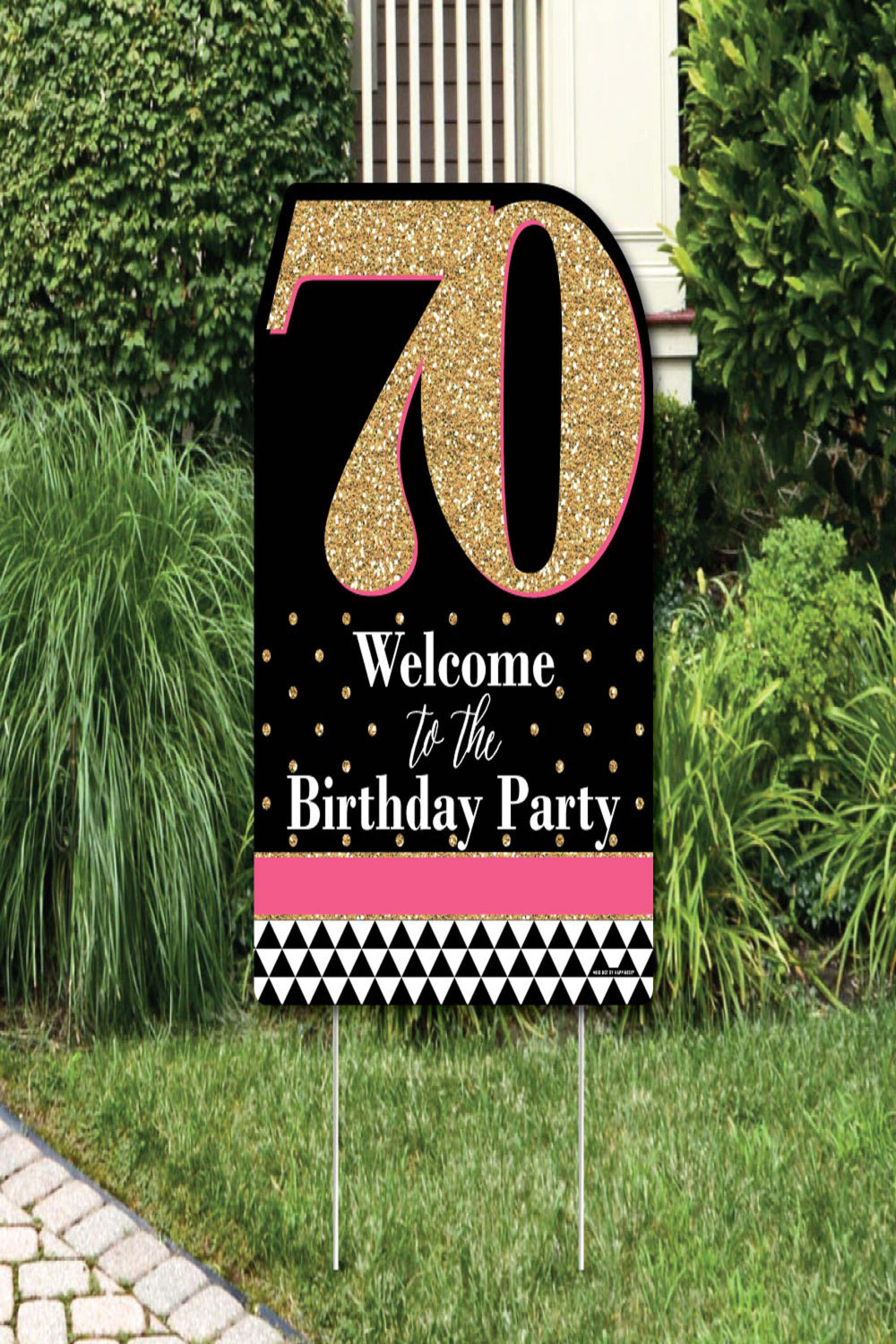 Big Dot of Happiness Chic th Birthday - Pink, Black and Gold - Party  Decorations - Birthday Party Welcome Yard Sign