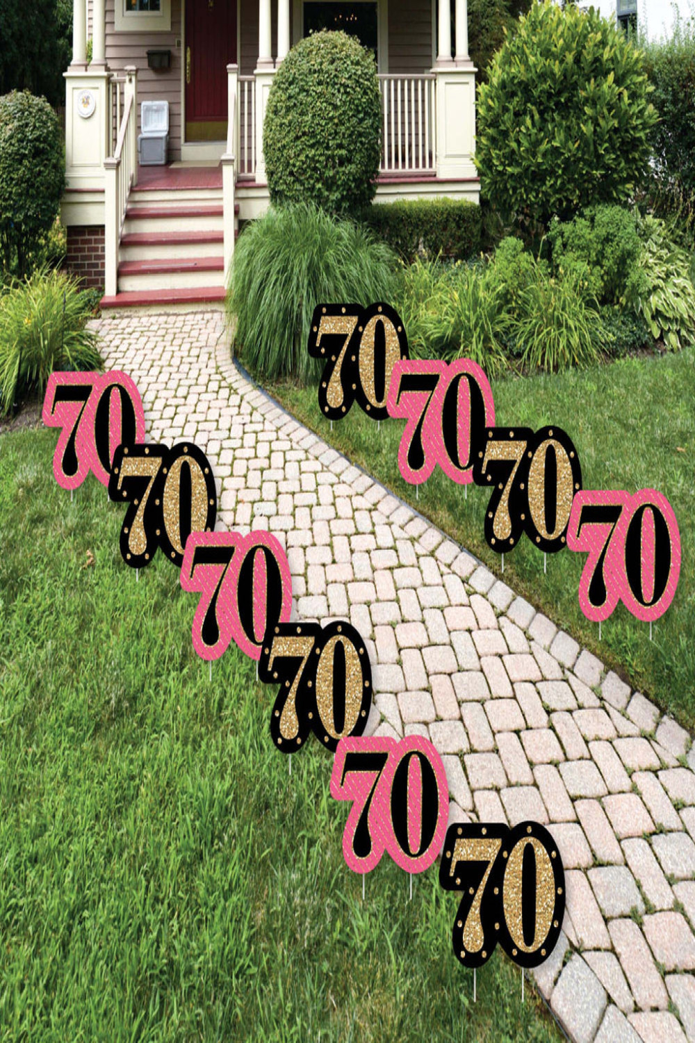 Chic th Birthday - Pink, Black and Gold Lawn Decorations