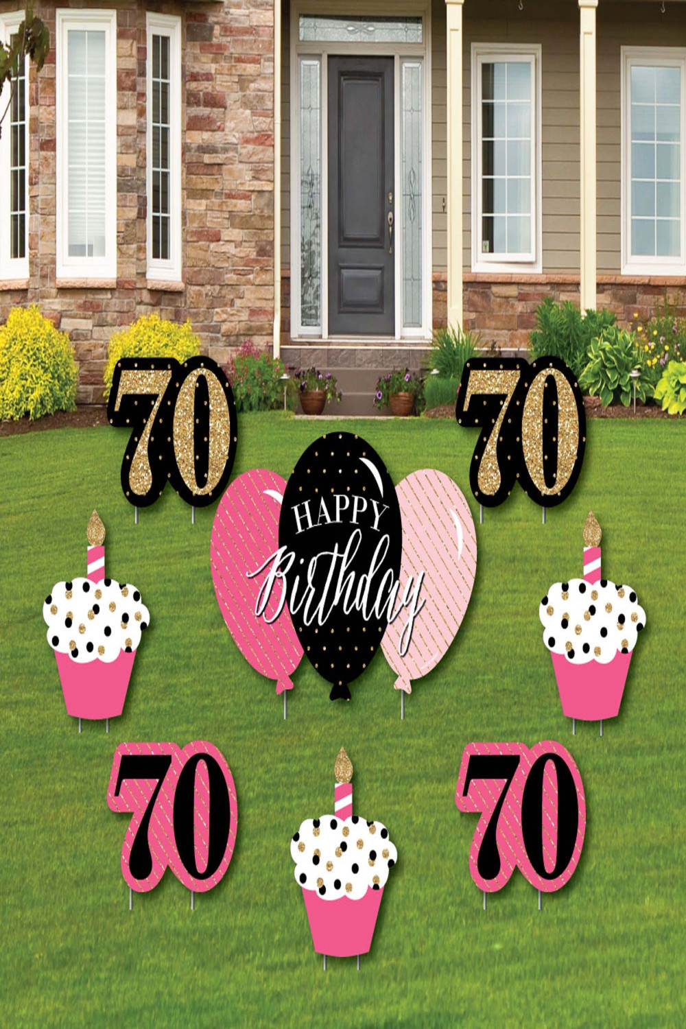Chic th Birthday - Pink, Black and Gold - Yard Sign & Outdoor Lawn  Decorations - Birthday Party Yard Signs - Set of