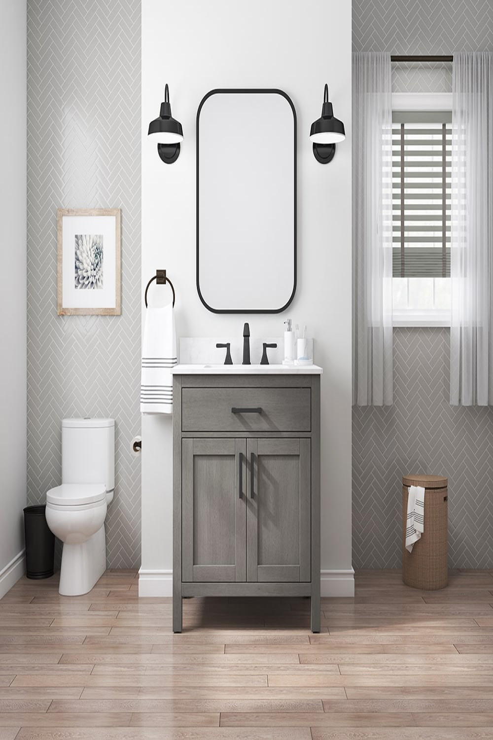 in Dark Gray Single Sink Bathroom Vanity - Whalen Furniture