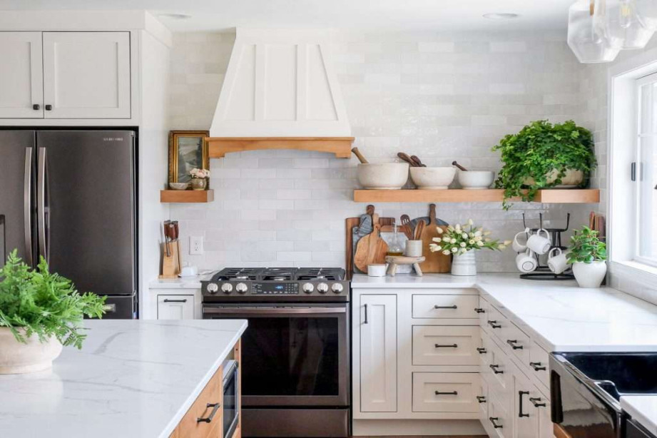 Sensibly Decorating Floating Shelves in a Kitchen - Grace In My Space