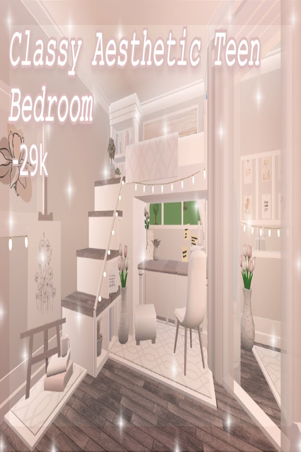 Stylish Aesthetic Teen Bedroom  Bloxburg Speed Build  It